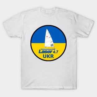 Laser sailboat on flag Ukraine T-Shirt